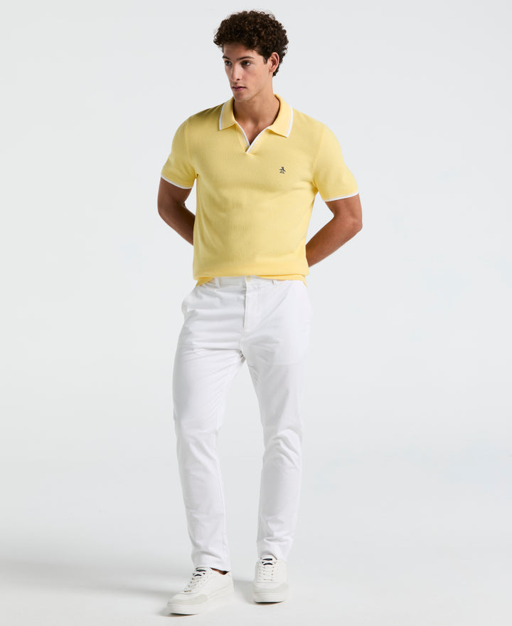 Textured Johnny Collar Sweater Polo (Popcorn) 