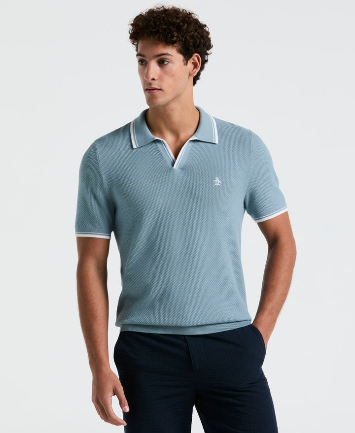 Textured Johnny Collar Sweater Polo (Citadel) 
