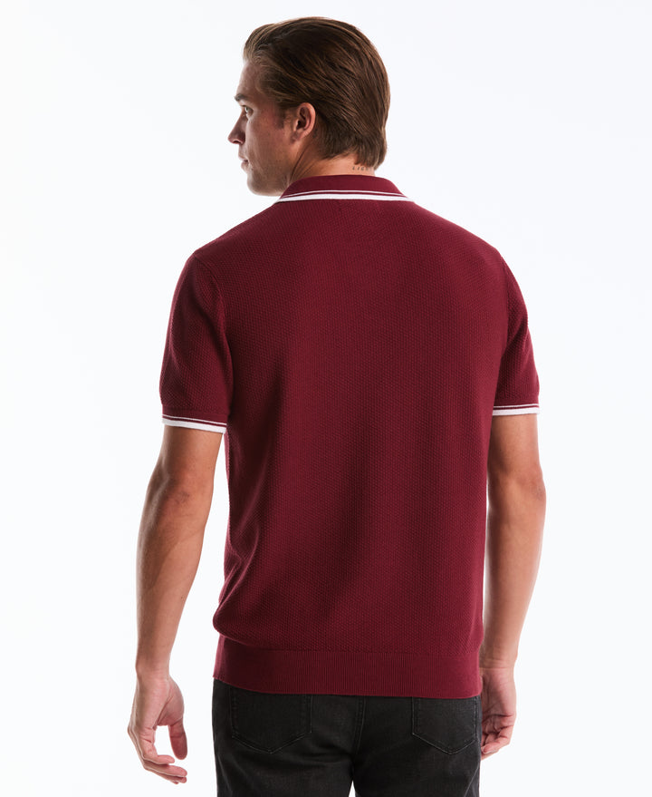 Cotton Johnny Collar Sweater Polo (Cabernet) 