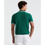 Textured Johnny Collar Sweater Polo (Cadmium Green) 