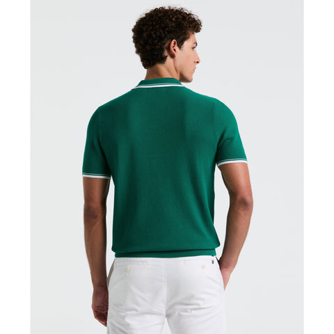 Textured Johnny Collar Sweater Polo (Cadmium Green) 