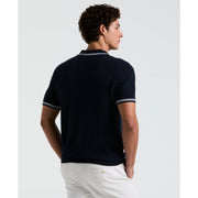 Textured Johnny Collar Sweater Polo (Dark Sapphire) 