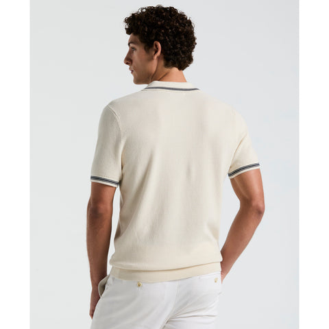 Textured Johnny Collar Sweater Polo (Birch) 