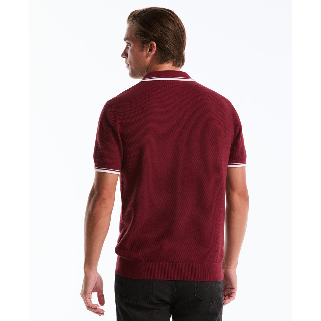 Textured Johnny Collar Sweater Polo-Polos-Original Penguin