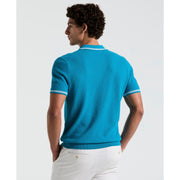 Textured Johnny Collar Sweater Polo (Mosaic Blue) 