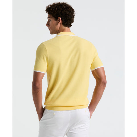 Textured Johnny Collar Sweater Polo (Popcorn) 