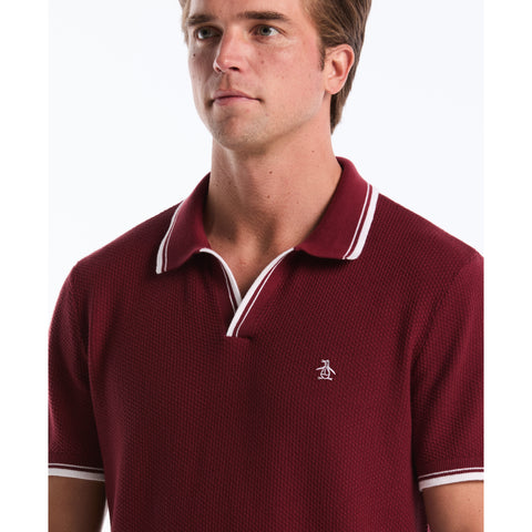 Textured Johnny Collar Sweater Polo-Polos-Original Penguin