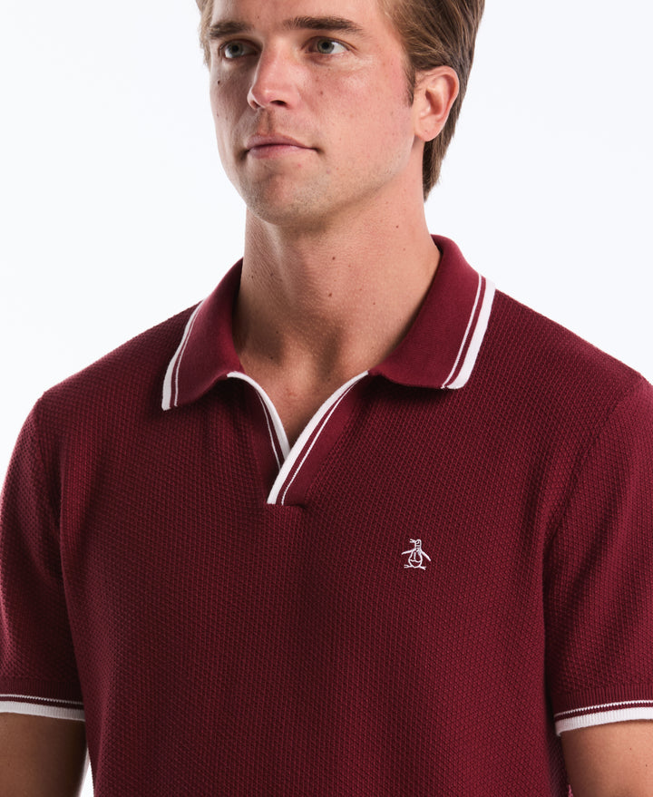 Cotton Johnny Collar Sweater Polo (Cabernet) 