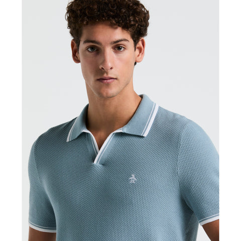 Textured Johnny Collar Sweater Polo (Citadel) 