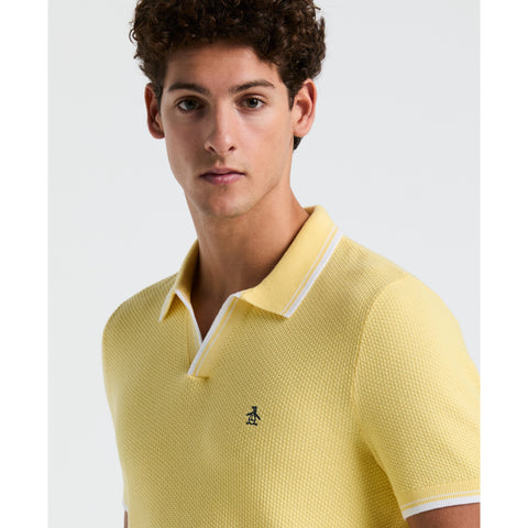 Textured Johnny Collar Sweater Polo (Popcorn) 