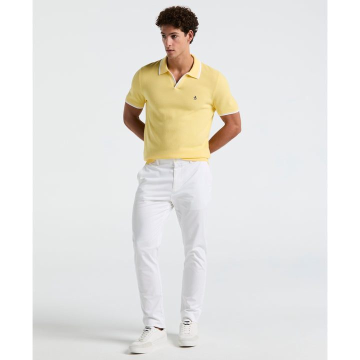 Textured Johnny Collar Sweater Polo (Popcorn) 