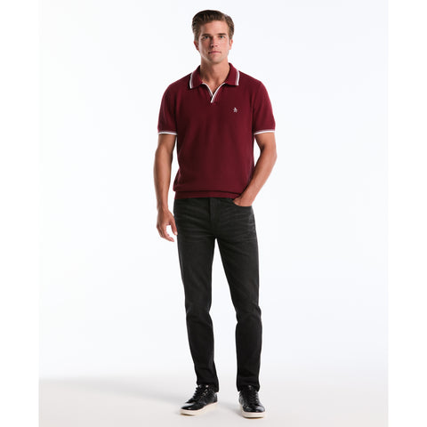 Textured Johnny Collar Sweater Polo-Polos-Original Penguin
