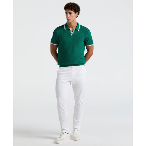 Textured Johnny Collar Sweater Polo (Cadmium Green) 