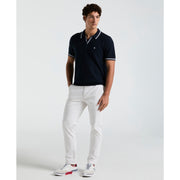 Textured Johnny Collar Sweater Polo (Dark Sapphire) 