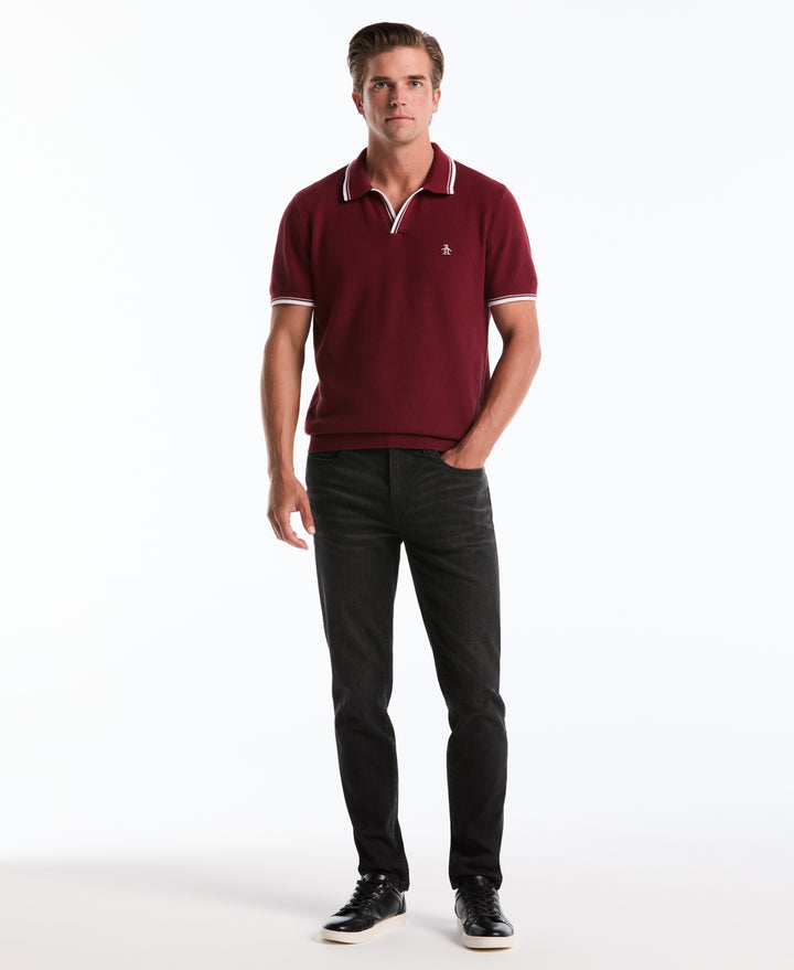 Cotton Johnny Collar Sweater Polo (Cabernet) 