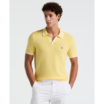 Textured Johnny Collar Sweater Polo (Popcorn) 
