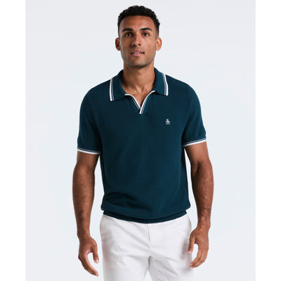 Cotton Johnny Collar Sweater Polo (Reflecting Pond) 