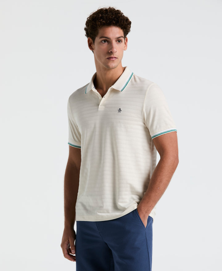 Textured Slub Tipped Polo (Birch) 