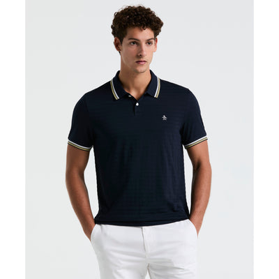 Textured Slub Tipped Polo (Dark Sapphire) 