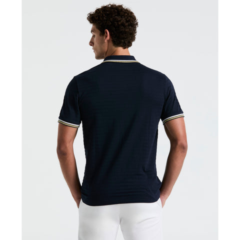 Textured Slub Tipped Polo (Dark Sapphire) 