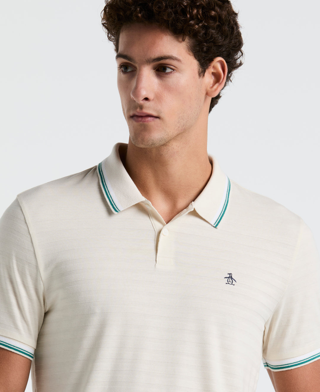 Textured Slub Tipped Polo (Birch) 
