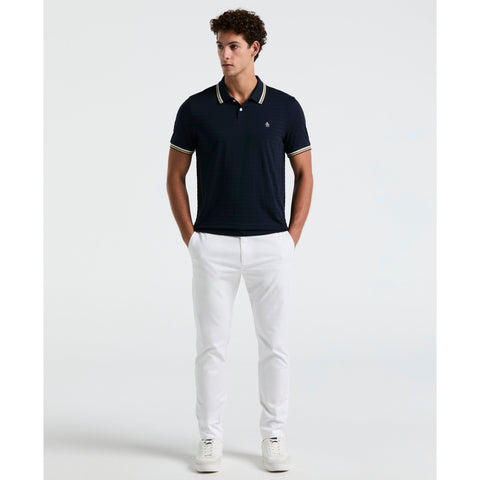 Textured Slub Tipped Polo (Dark Sapphire) 