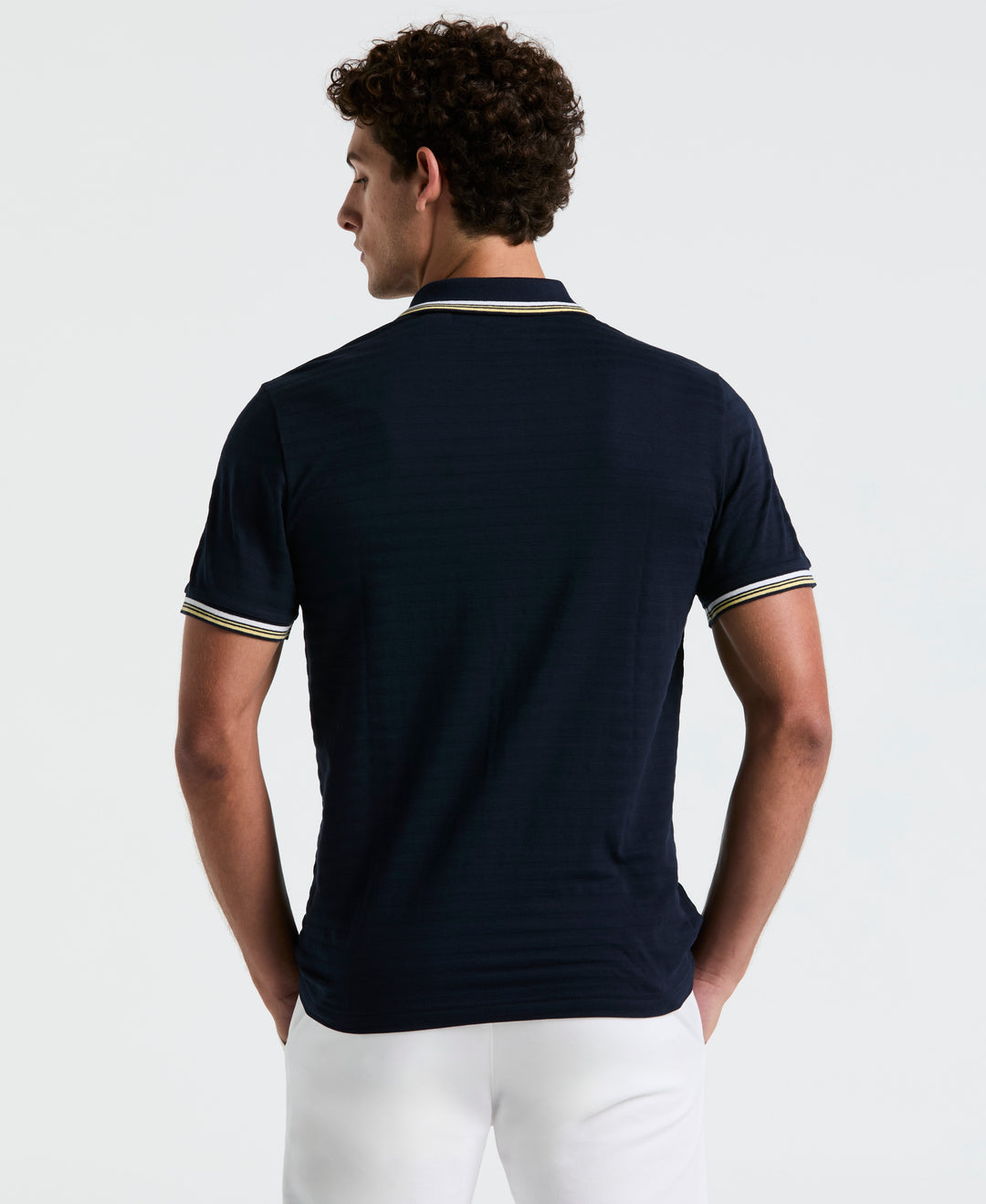 Textured Slub Tipped Polo (Dark Sapphire) 