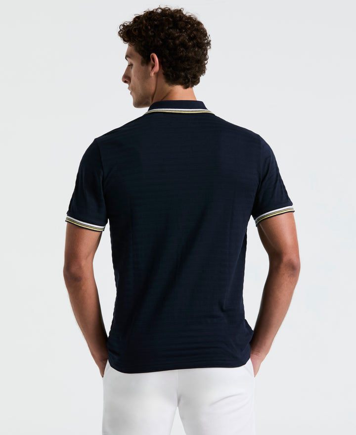 Textured Slub Tipped Polo (Dark Sapphire) 