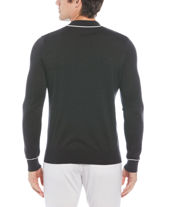 The Earl Merino Wool Blend Golf Sweater (Dark Caviar Heather) 