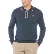 The Earl Merino Wool Blend Golf Jumper (Black Iris Bijou Hthr) 