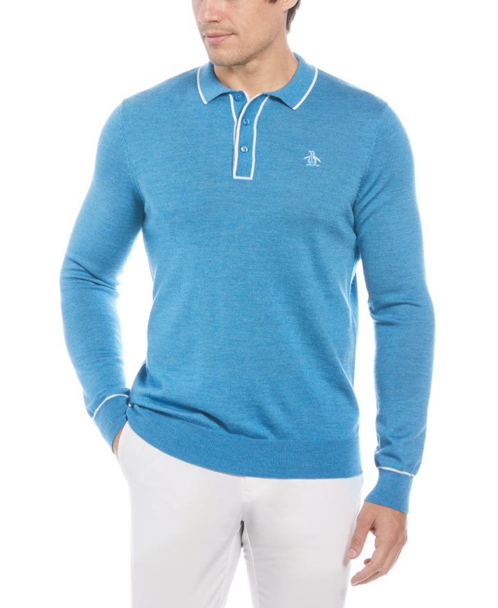 The Earl Merino Wool Blend Golf Sweater (Dk Mediterr Bl Htr) 