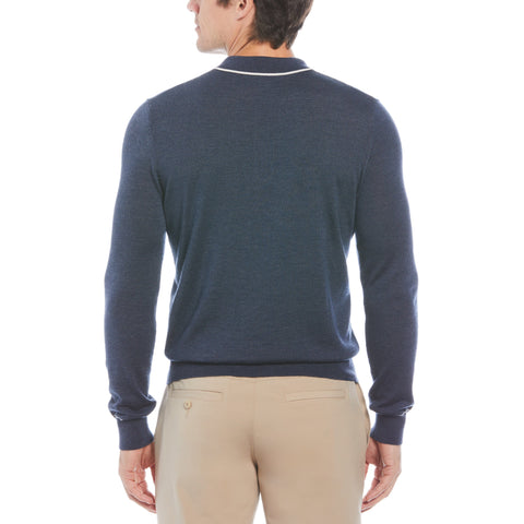 The Earl Merino Wool Blend Golf Jumper (Black Iris Bijou Hthr) 