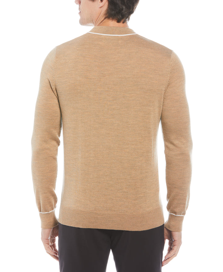 The Earl Merino Wool Blend Golf Sweater (Lt Prairie Sand Htr) 