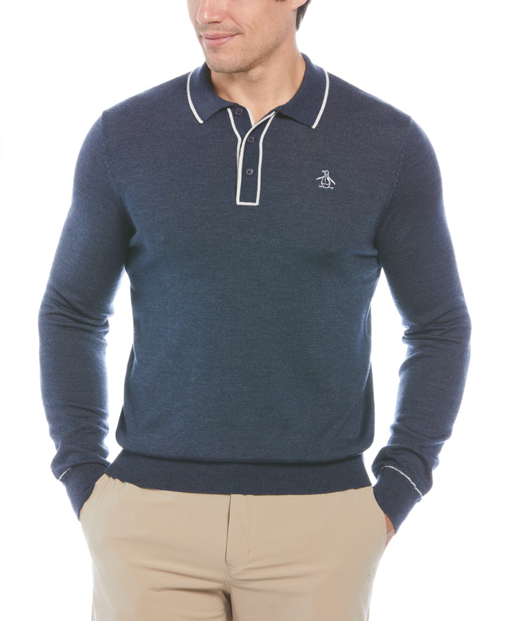 The Earl Merino Wool Blend Golf Sweater (Black Iris Bijou Hthr) 