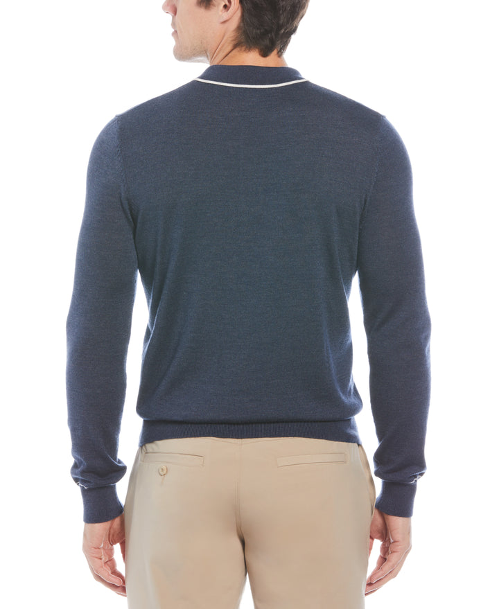 The Earl Merino Wool Blend Golf Sweater (Black Iris Bijou Hthr) 