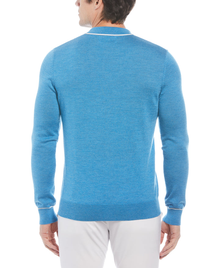 The Earl Merino Wool Blend Golf Sweater (Dk Mediterr Bl Htr) 
