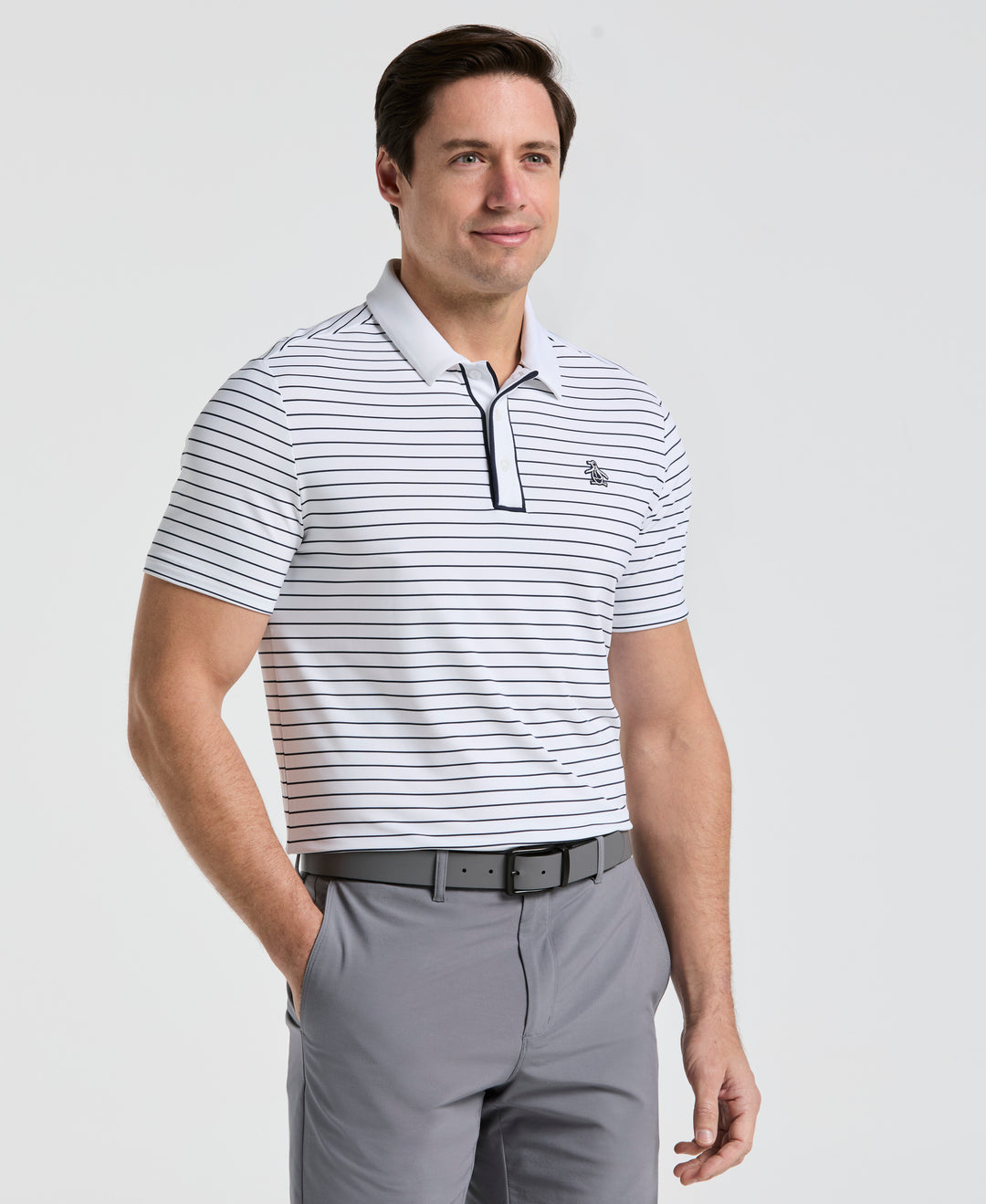 Heritage Stripe Golf Polo (Bright White) 