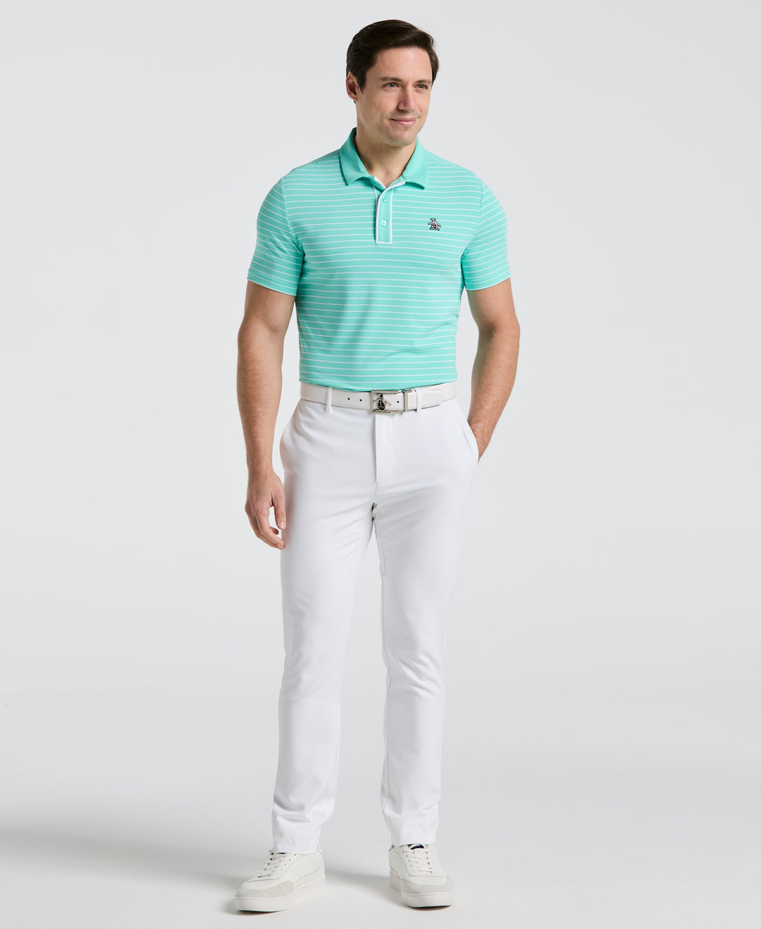Heritage Stripe Golf Polo (Pool Blue)