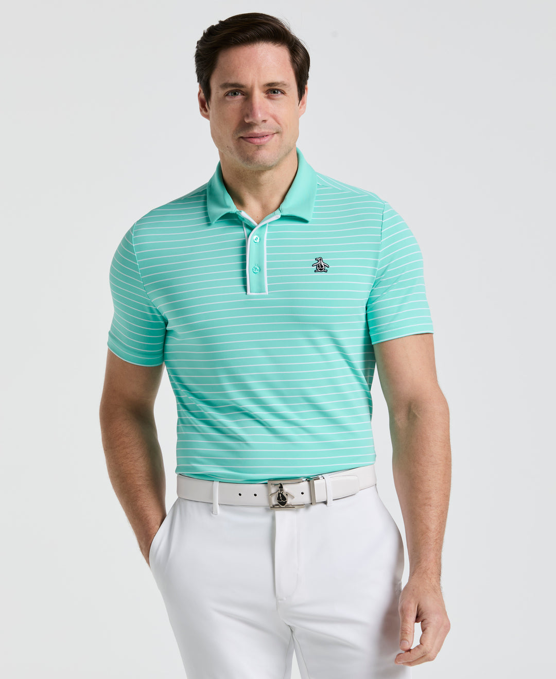 Heritage Stripe Golf Polo (Pool Blue)
