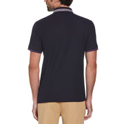 Short Sleeve Cotton Tipped Collar Polo Shirt (Dark Sapphire) 