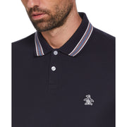 Short Sleeve Cotton Tipped Collar Polo Shirt (Dark Sapphire) 