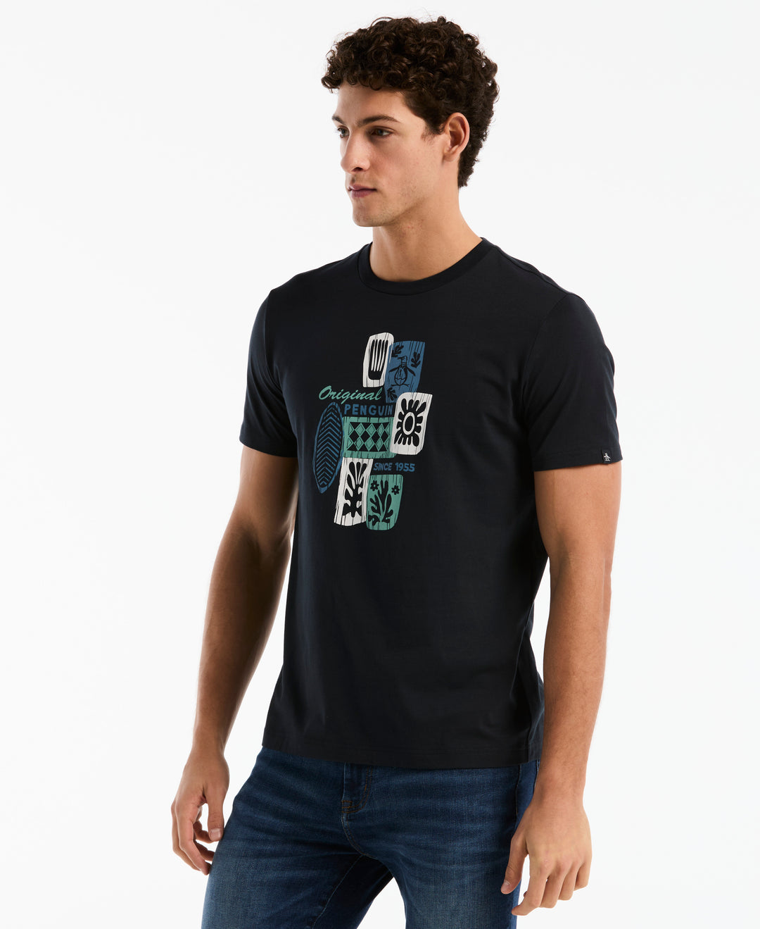 Cotton Jersey Tiki Graphic Tee (Dark Sapphire) 