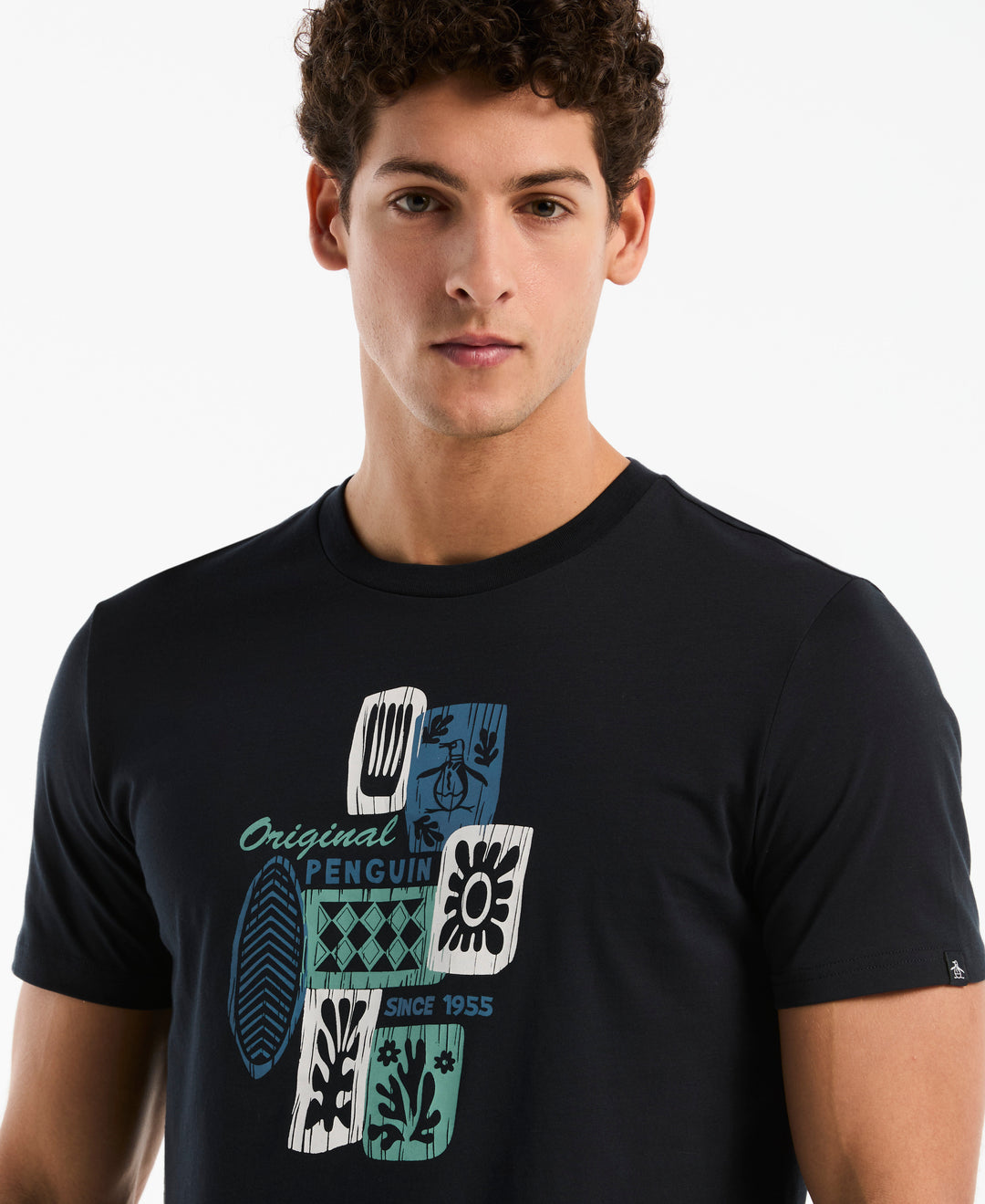 Cotton Jersey Tiki Graphic Tee (Dark Sapphire) 