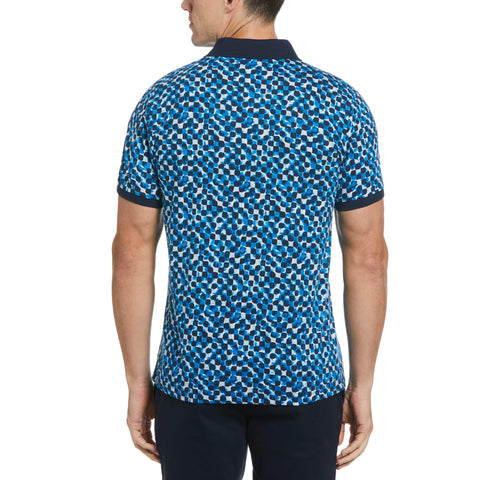 Tile Print Short Sleeve Polo Shirt (Imperial Blue) 