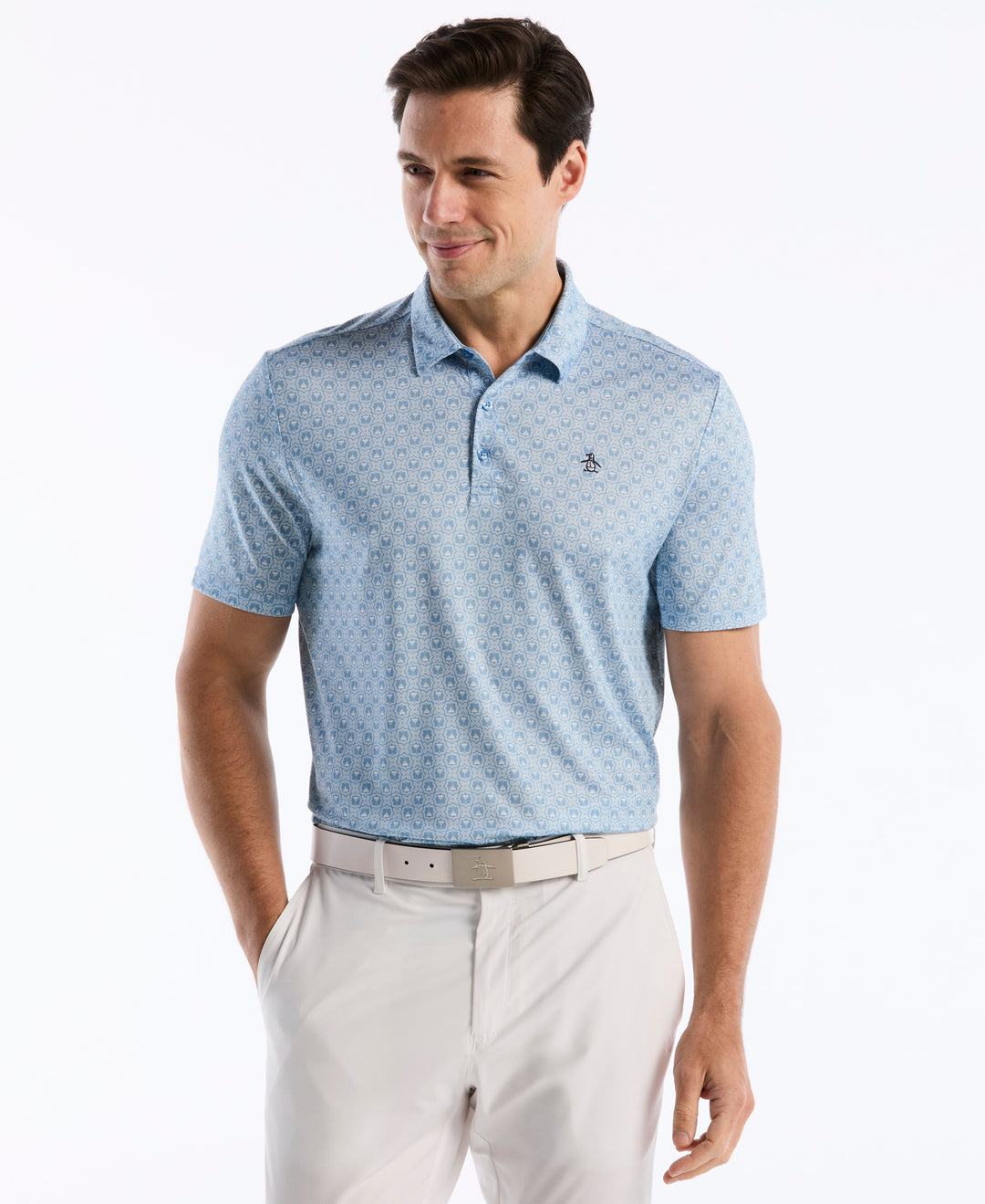 Tiny Geometric Print Polo (Blissful Blue) 