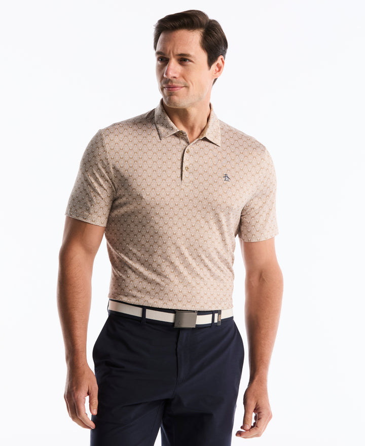 Tiny Geometric Print Polo (Chinchilla) 