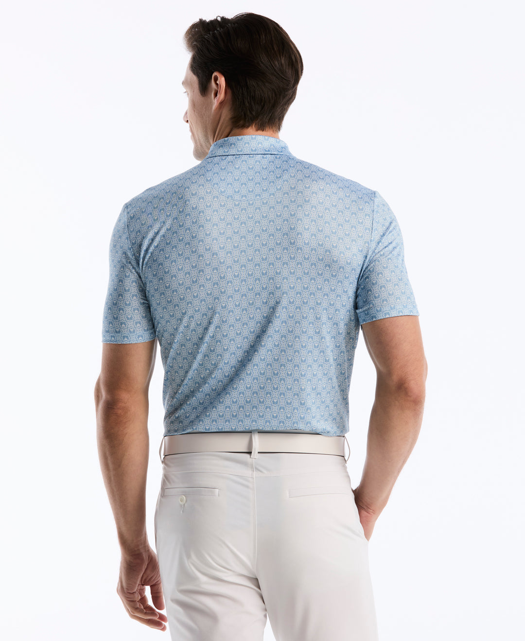 Tiny Geometric Print Polo (Blissful Blue) 