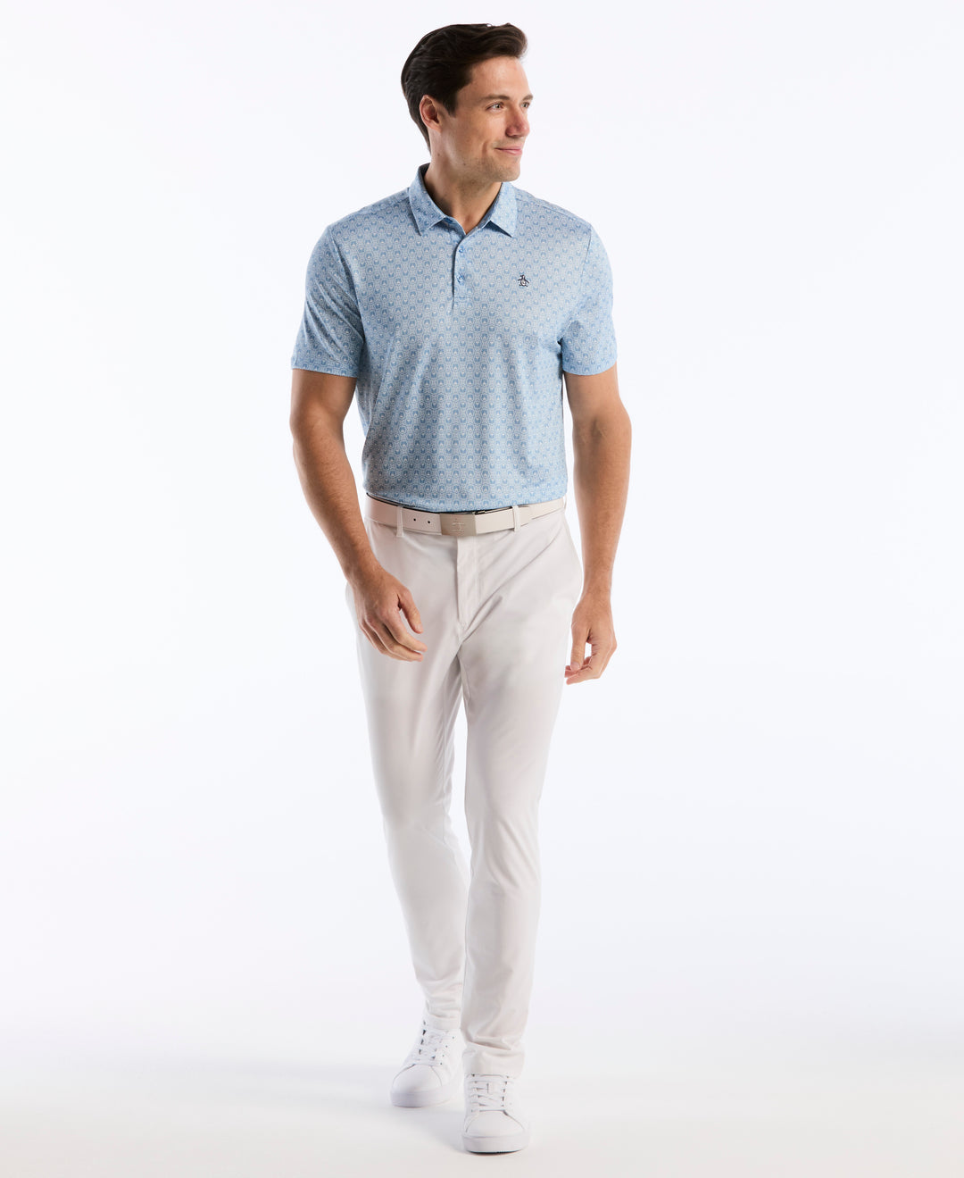 Tiny Geometric Print Polo (Blissful Blue) 