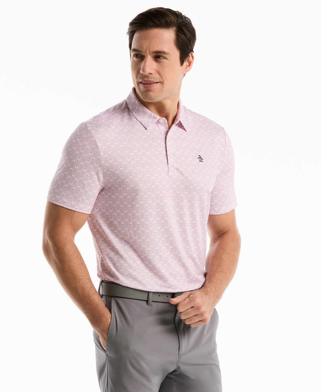 Tiny Geometric Print Polo (Pirouette) 