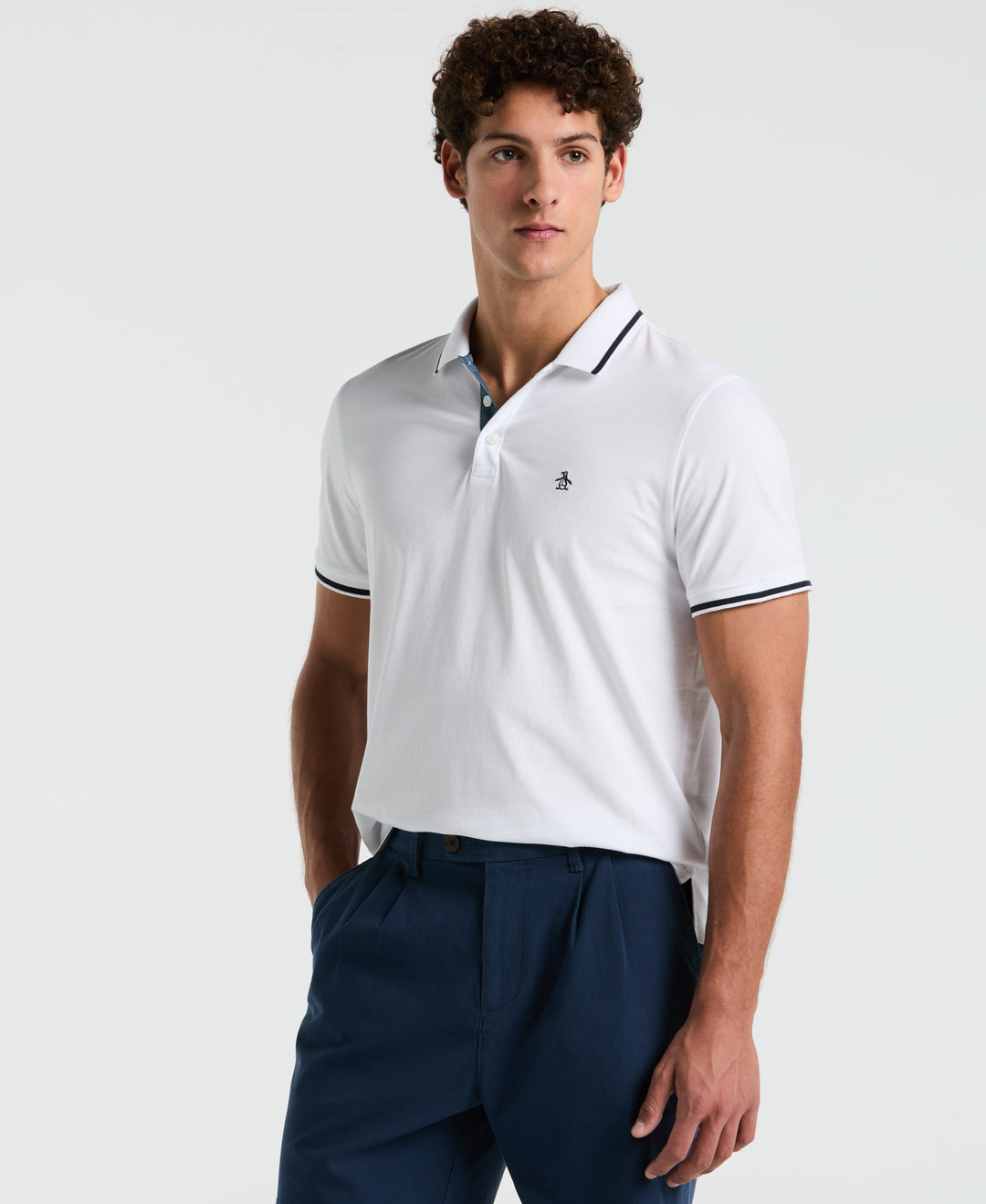 Jersey Tipped Polo (Bright White) 